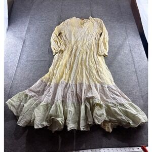 W for Woman Tiered Maxi Dress Cotton Peasant Cottagecore Floral Boho Woman's 10